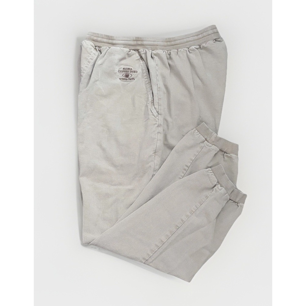 Crazy Shirts Hawaii Kona Coffee Dyed Canton Pants Mens XXL Tan Joggers Cotton